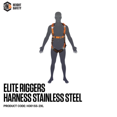 LINQ ELITE RIGGERS HARNESS S/LESS STEEL MAXI (XL-2XL) W/HARNESS BAG